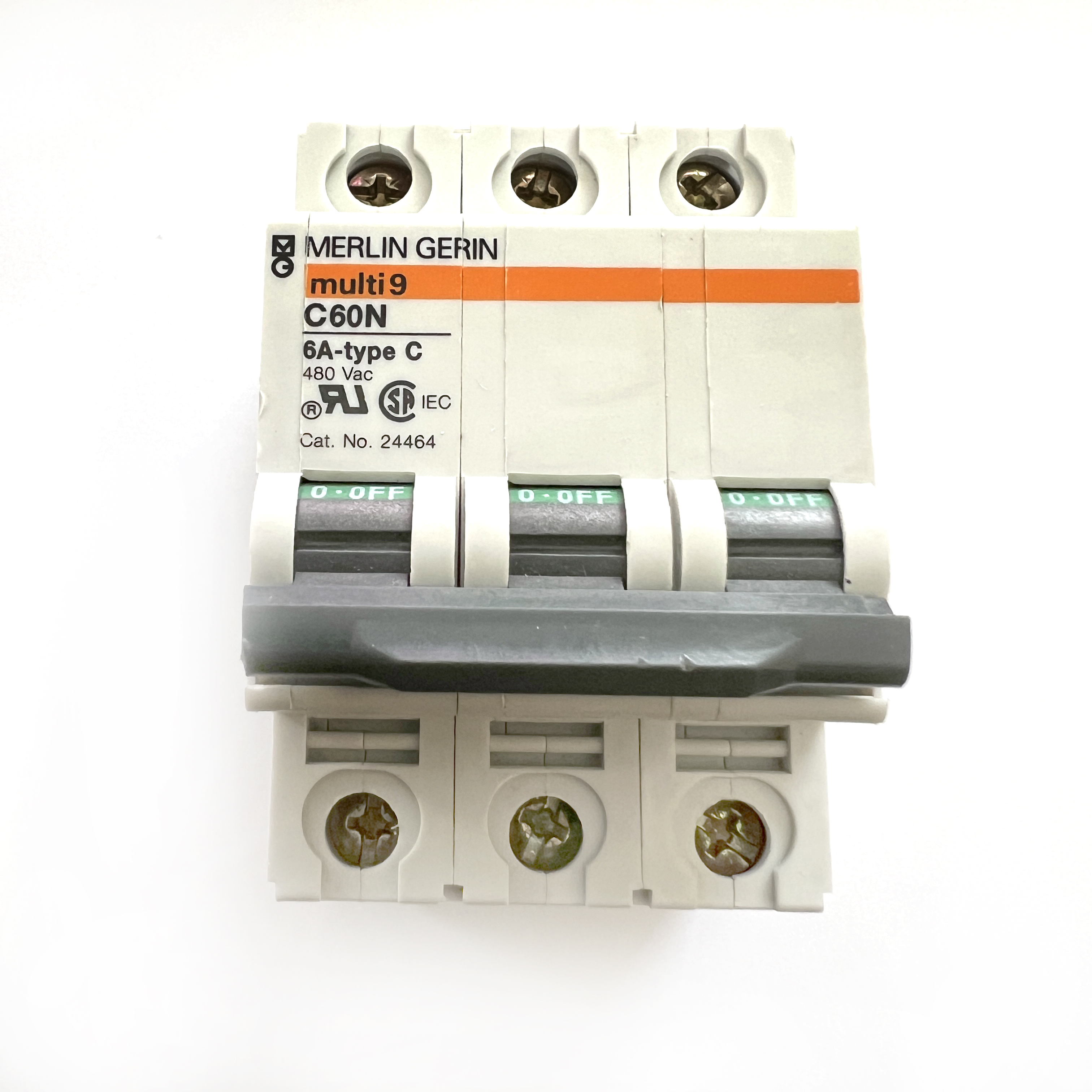 MCB's: Merlin Gerin Multi9 C60N 24464 C6 6A 6 Amp 3 Pole Phase MCB
